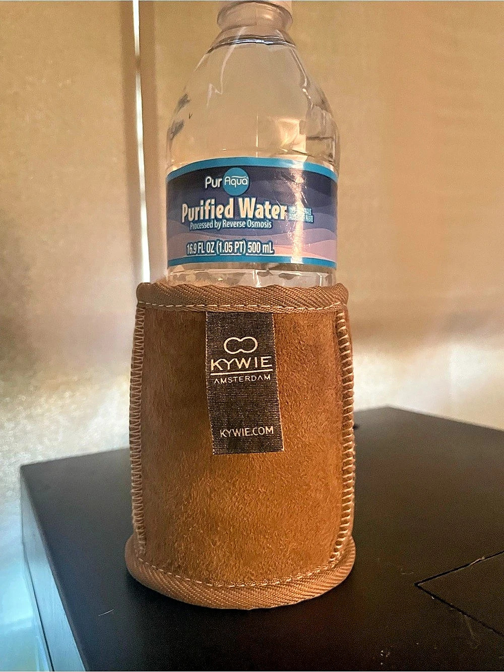 KYWIE Brown Suede Drink Cover Bottle Holder